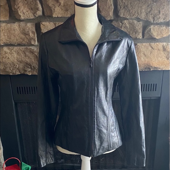 Wilsons Leather Jackets & Blazers - Vintage-WILSONS LEATHER-WOMENS ZIP FRONT JACKET